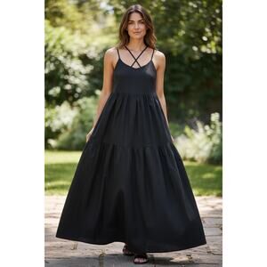 ROVE black tiered maxi dress, size small